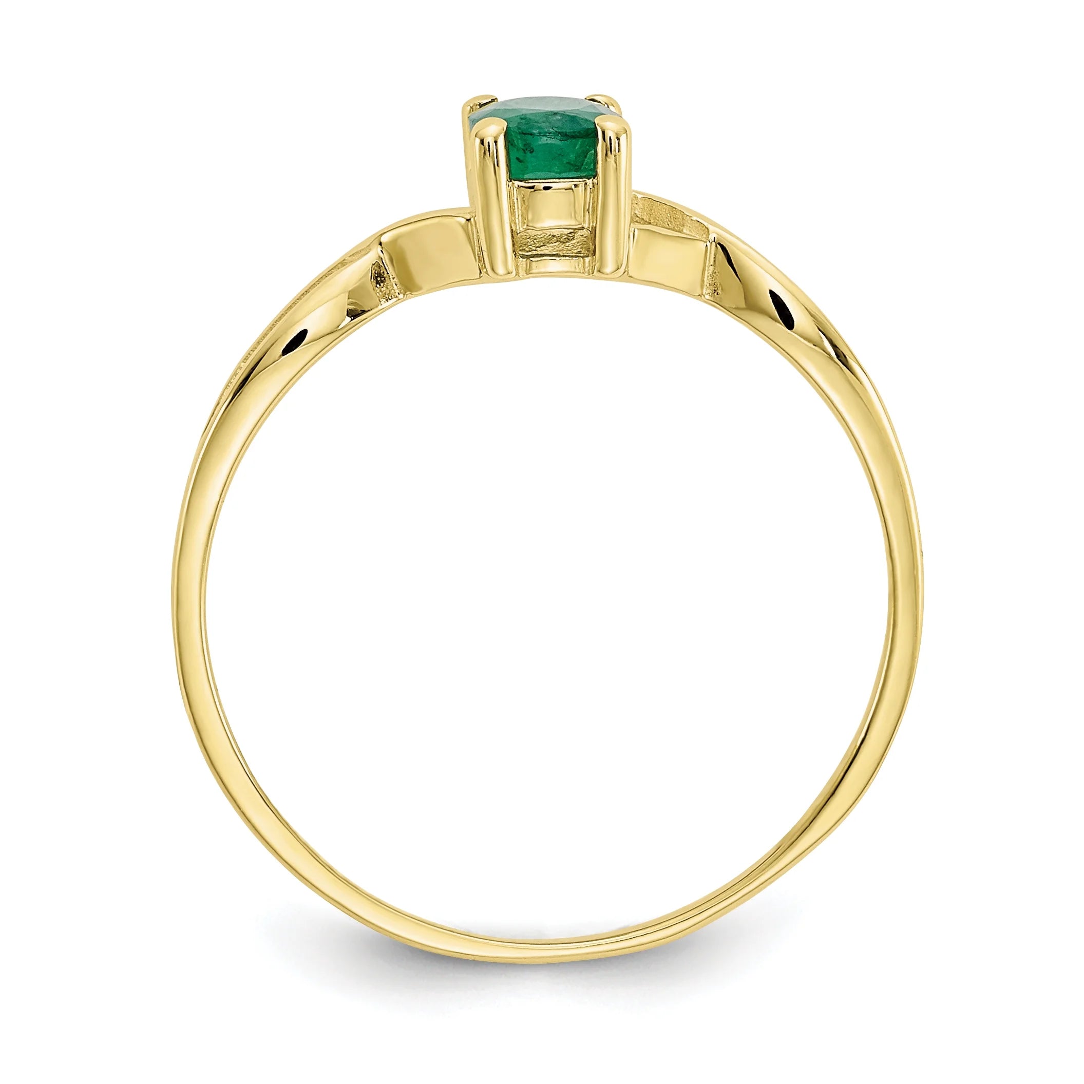 10 Karat Yellow Gold Genuine Emerald Ring Q88513