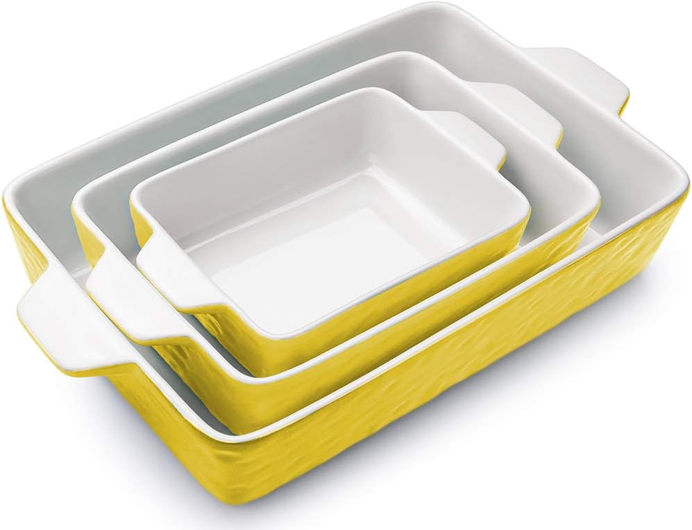 3 PCS Rectangular Ceramic Glaze Baking Dish Set R86874
