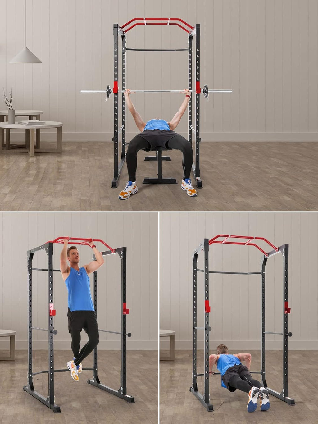 Power Cage Squat Rack with J-Hooks Heavy Duty 1000 lbs Capacity Q549