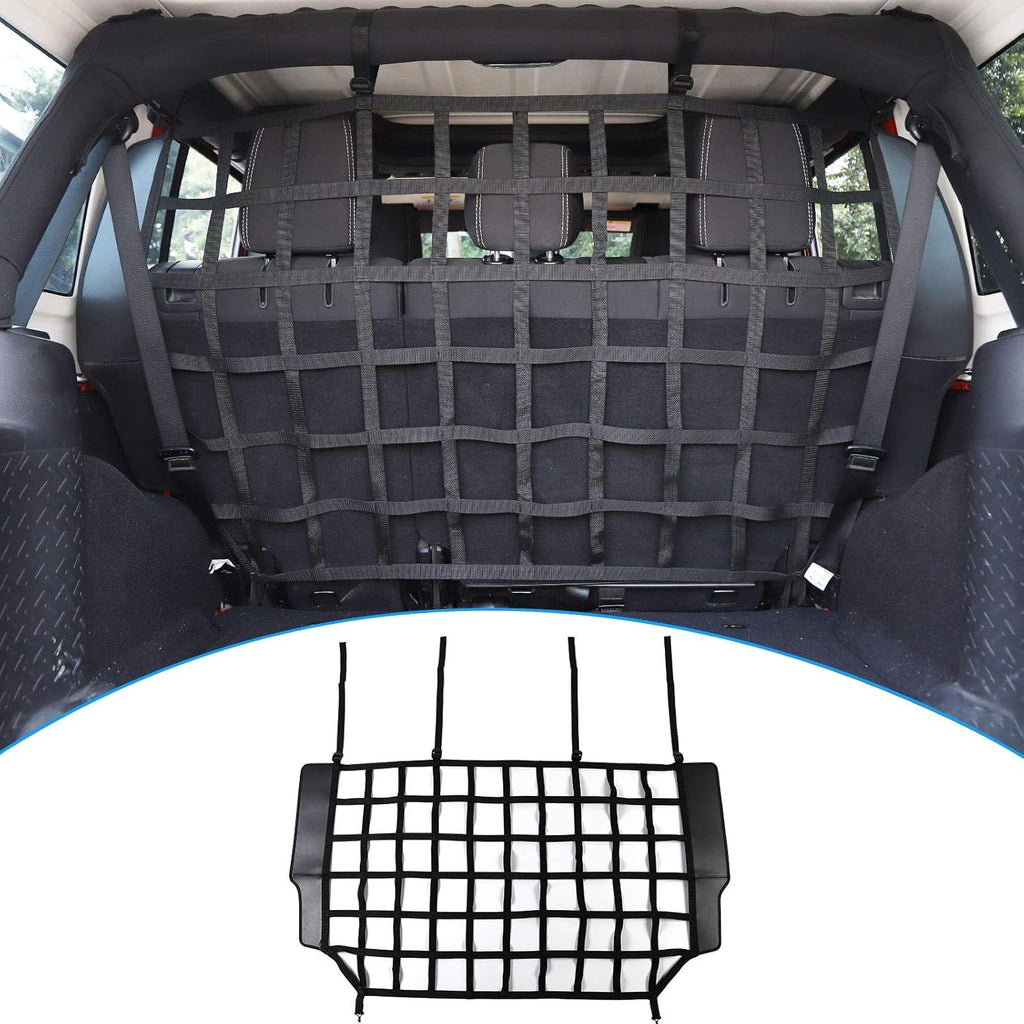 Car Rear Trunk Organizer Isolation Cargo Net, Mesh Dog Barrier Divider Net for Jeep Wrangler JKU & JLU 4 Door 2007-2021 Pack of 2 K81211