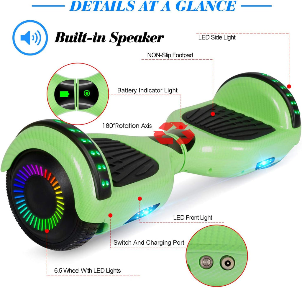 6.5 Inch Self Balancing Hoverboard with Bluetooth and LED Lights X938879