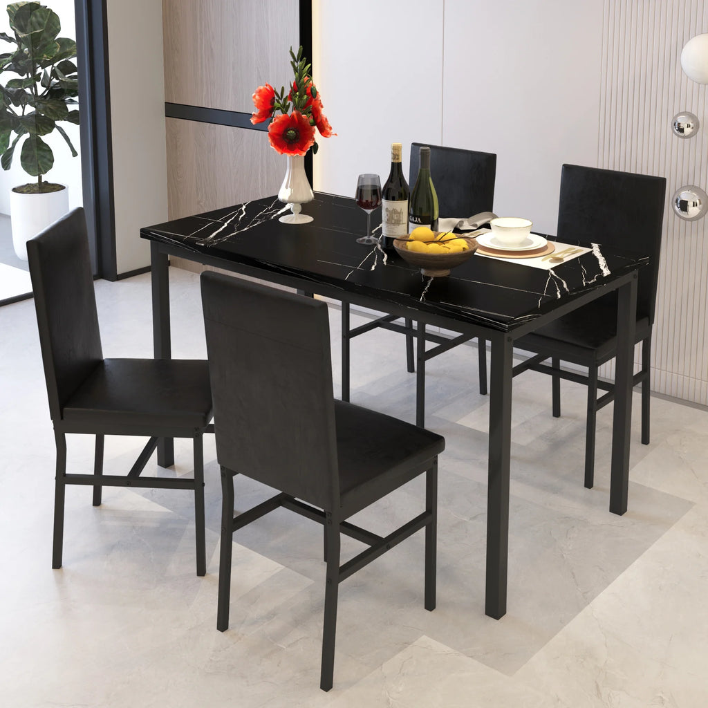 5 Piece Black Dining Table and Chairs Set R746432