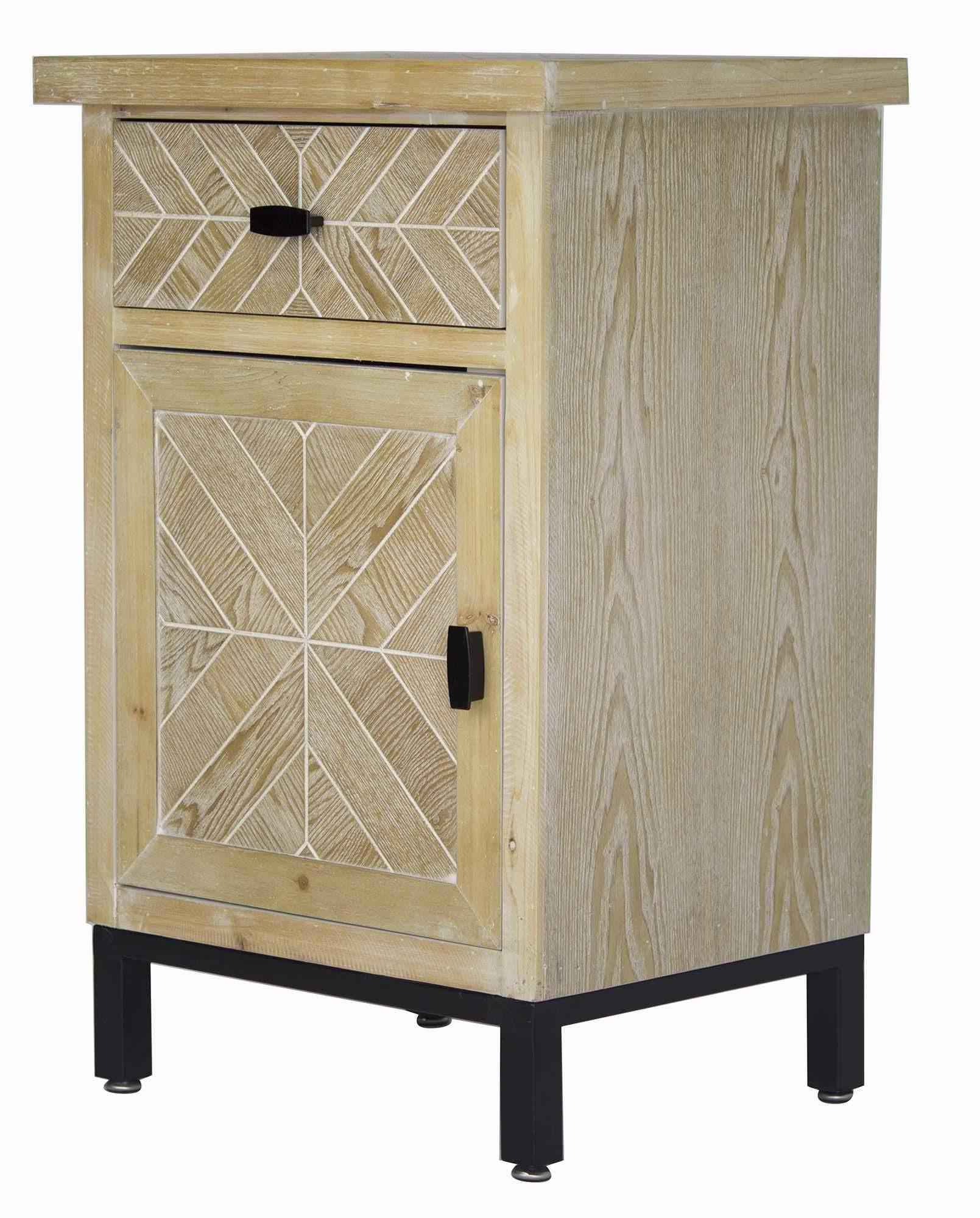 Antique White Wood Glass Accent Cabinet A884