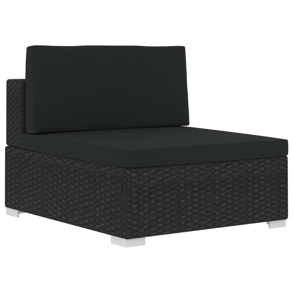 Black Poly Rattan Patio Sofa Set with Cushions Q108