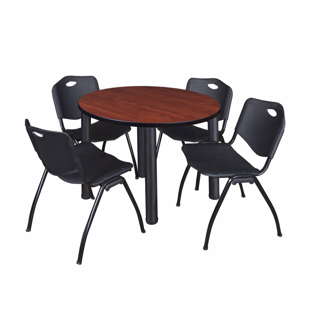 Round Breakroom Table with 4 Stack Chairs C114312
