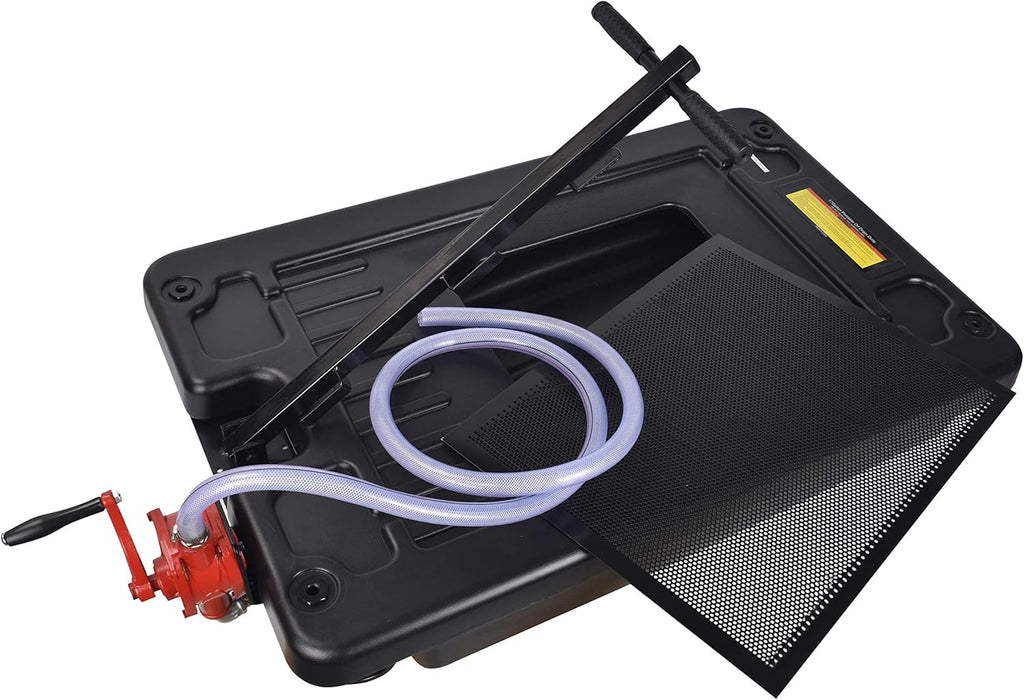 17 Gallon Low Profile Portable Oil Drain Pan with 8 Feet Evacuation Hose K24210