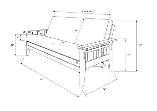 Rustic Walnut Finish Full Futon with Suede Navy Mattress E72811
