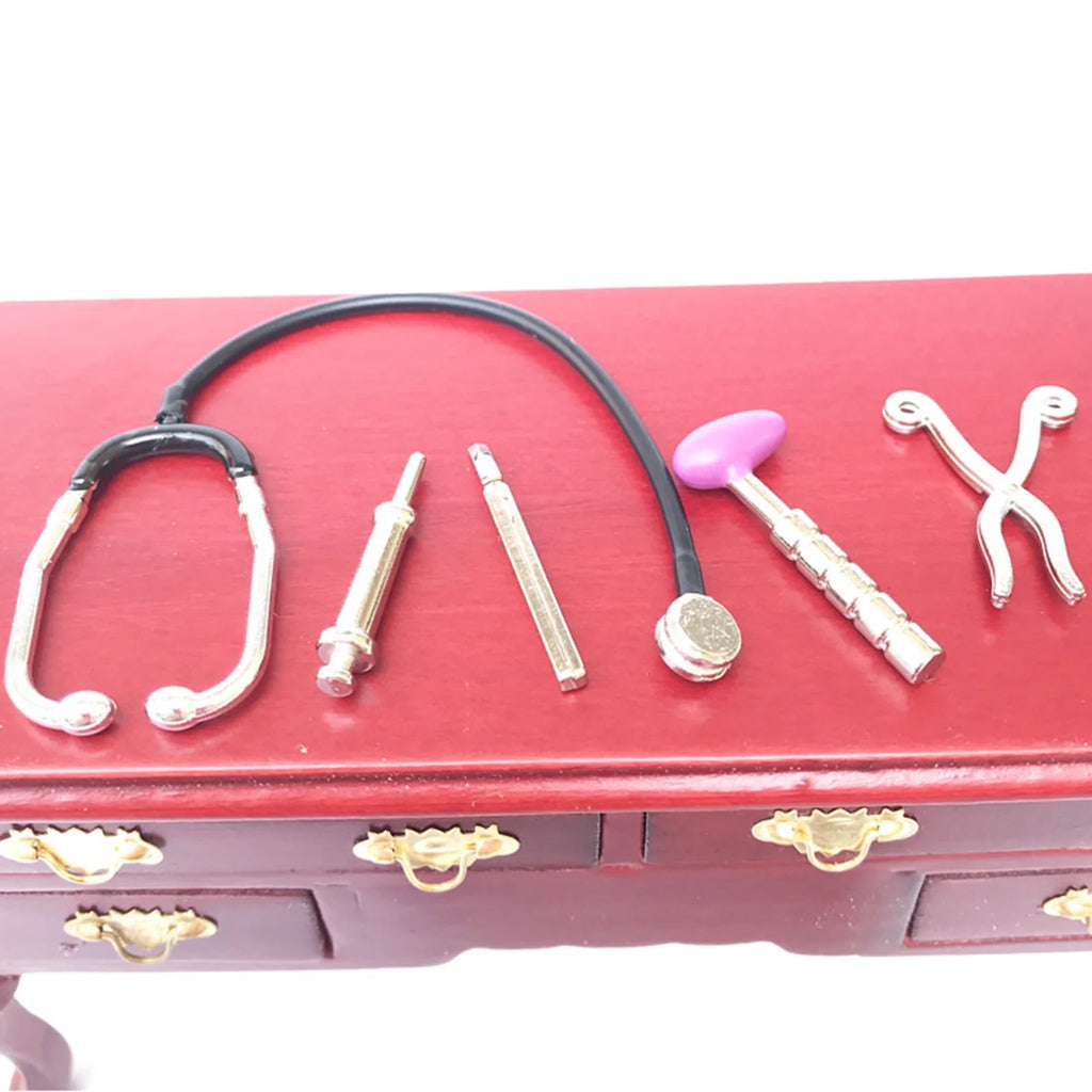 5Pcs 1/12 Dollhouse Mini Stethoscope Hospital Accessories Toys Set R48729