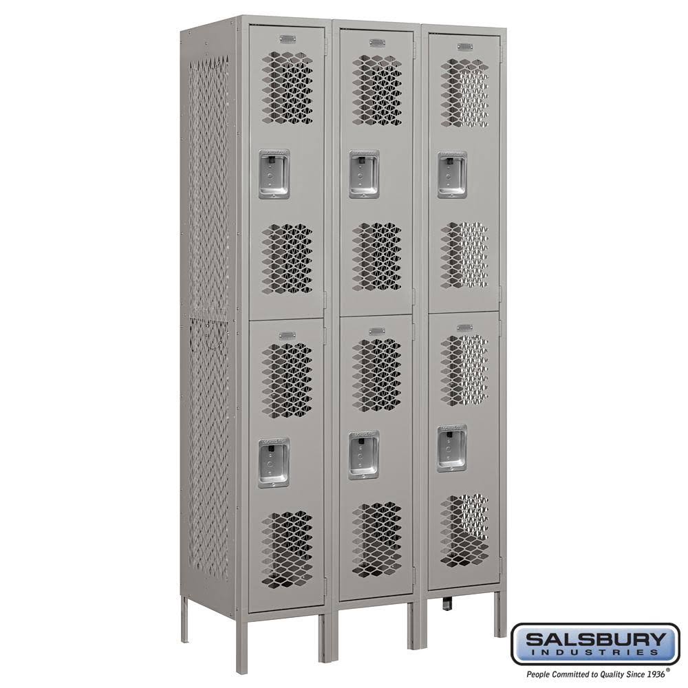 Gray 12x22 Wide Double Tier Vented Metal Locker H35773