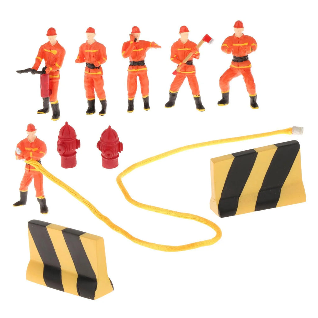 Miniature Firefighter Figures 1:50 Scale Model Train People Diorama Character X16754