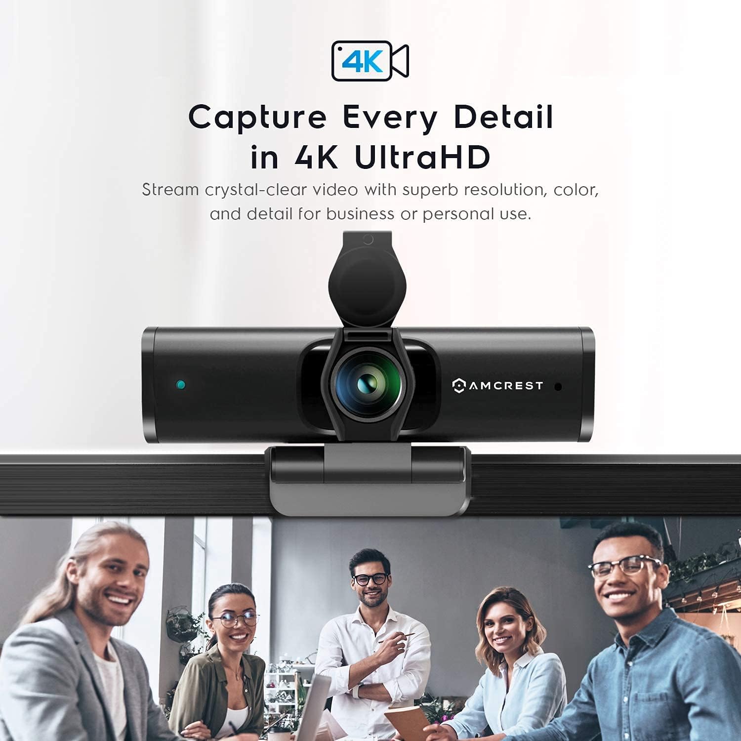 4K Webcam with Microphone & Privacy Cover, USB Camera, Wide Angle Lens U438717