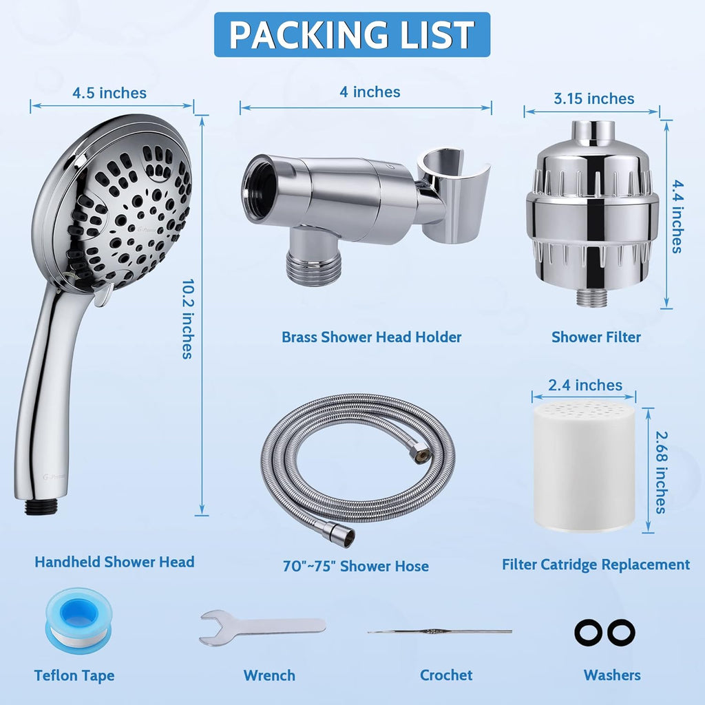 Chrome Filtered Handheld Shower Head with 2 Cartridges, Pack of 2 I782610
