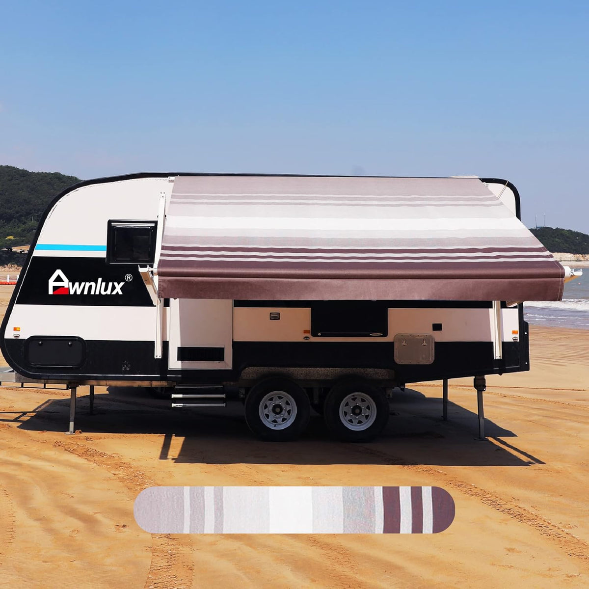 RV Awning Fabric Replacement Waterproof Vinyl Shade Screen Black Fade-10' O880