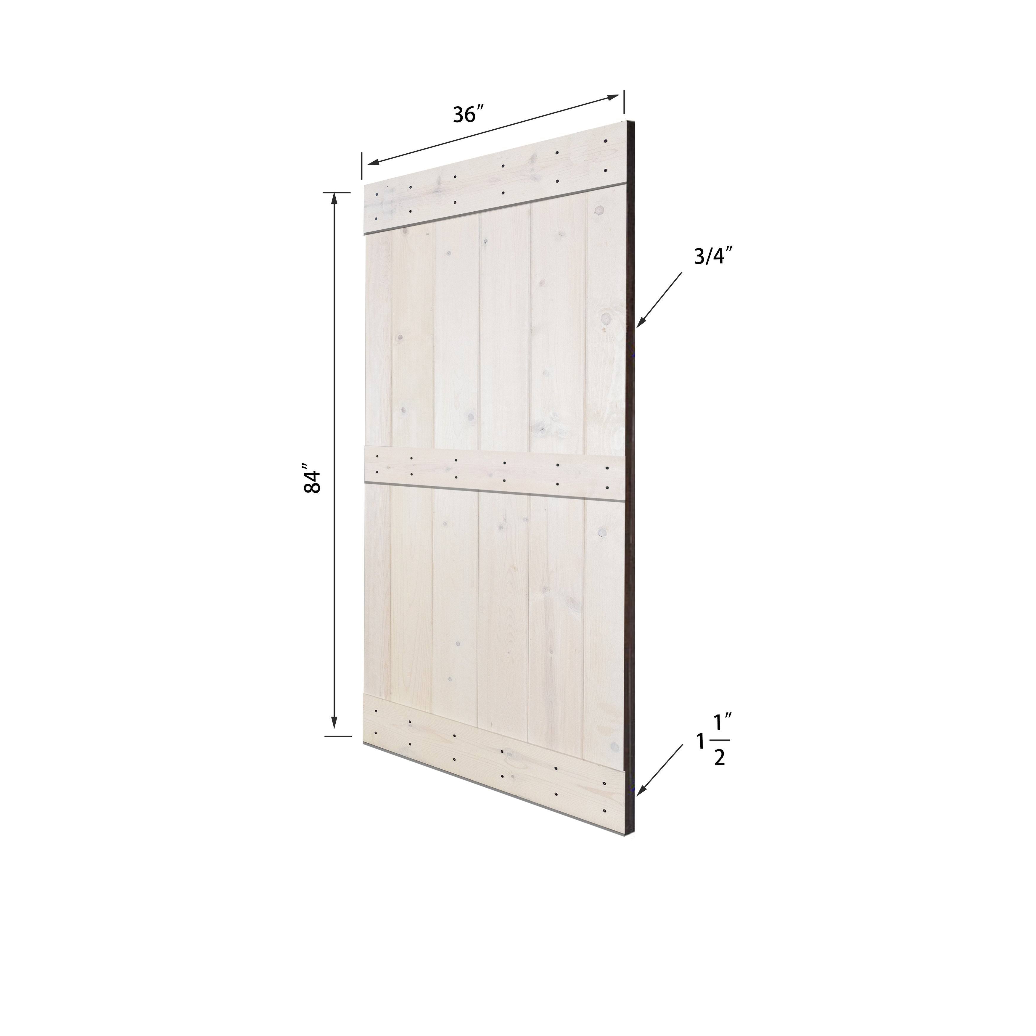 Paneled Wood Barn Door with Installation Hardware Kit L66074