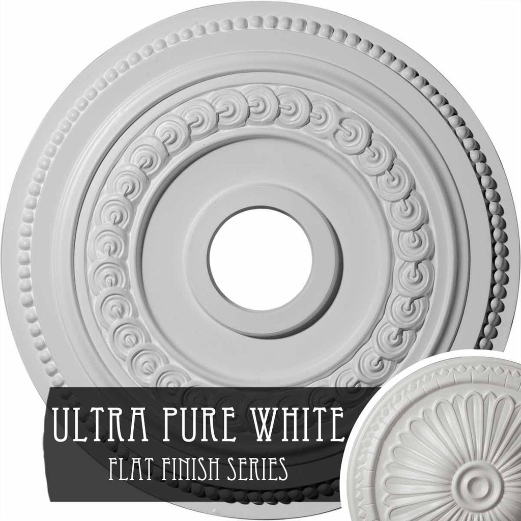 18x22OD x 3 3/8x22ID x 7/8x22P Hand-Painted Ultra Pure White Ceiling Medallion S877