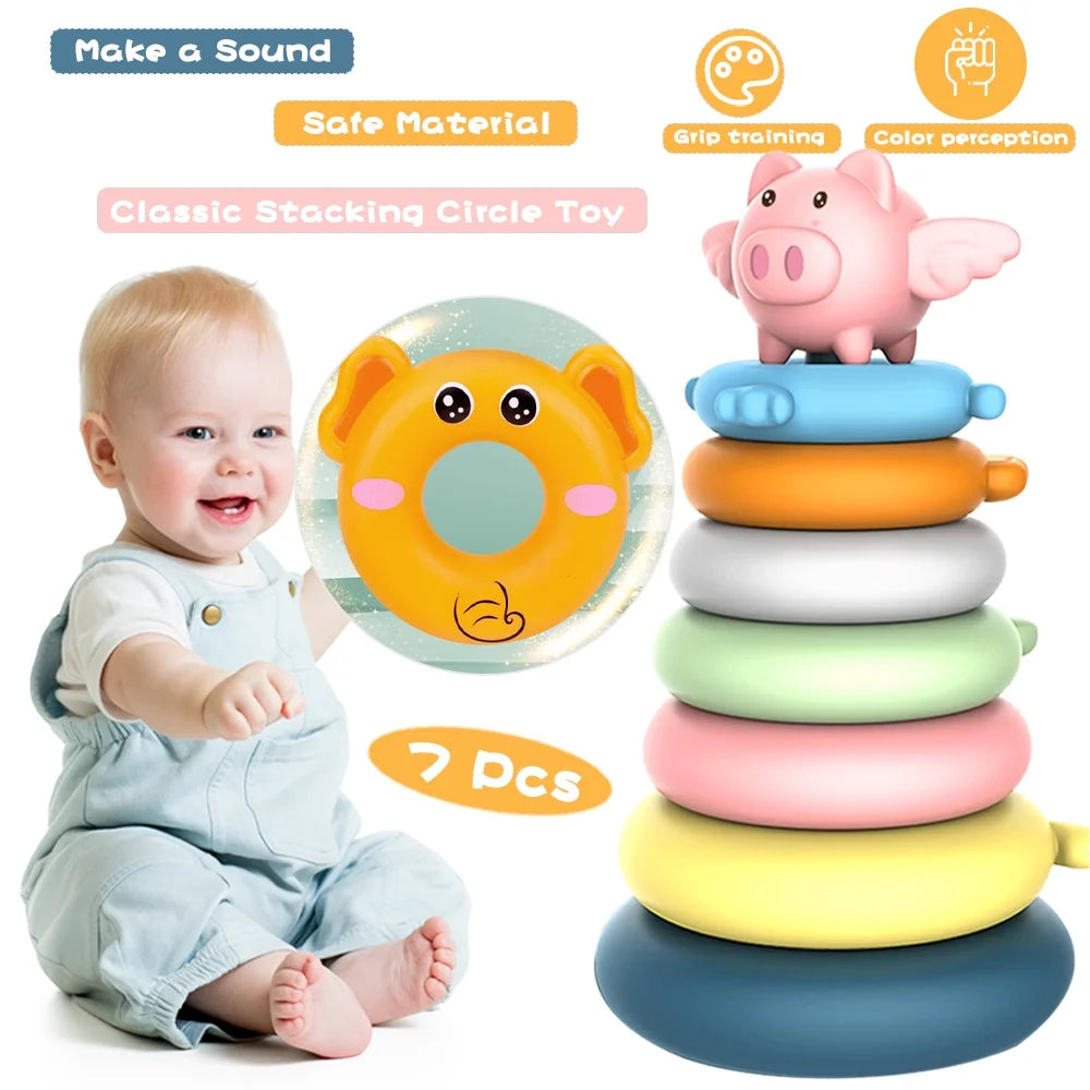 7 Pcs Stacking Rings Toys Z73377