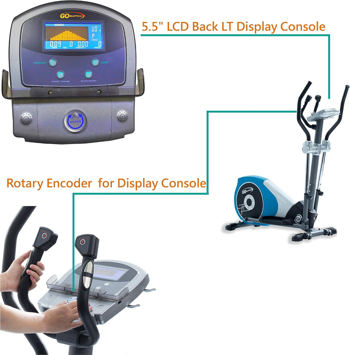 Elliptical Exercise Cross Trainer with Adjustable Arms and Pedals O764