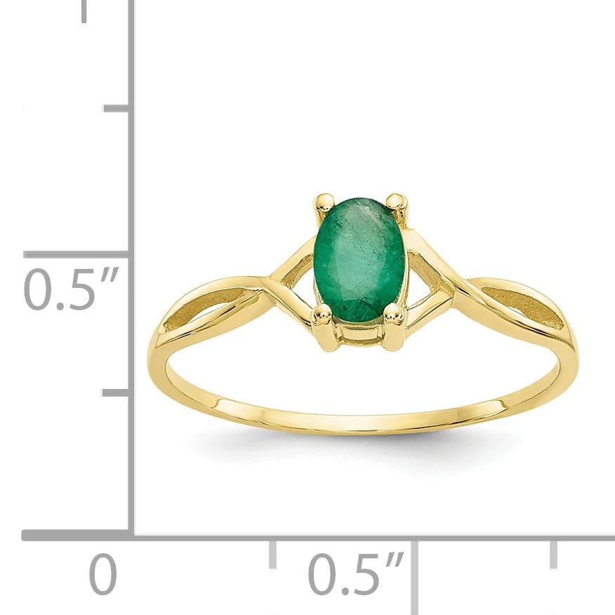 10 Karat Yellow Gold Genuine Emerald Ring Q88513