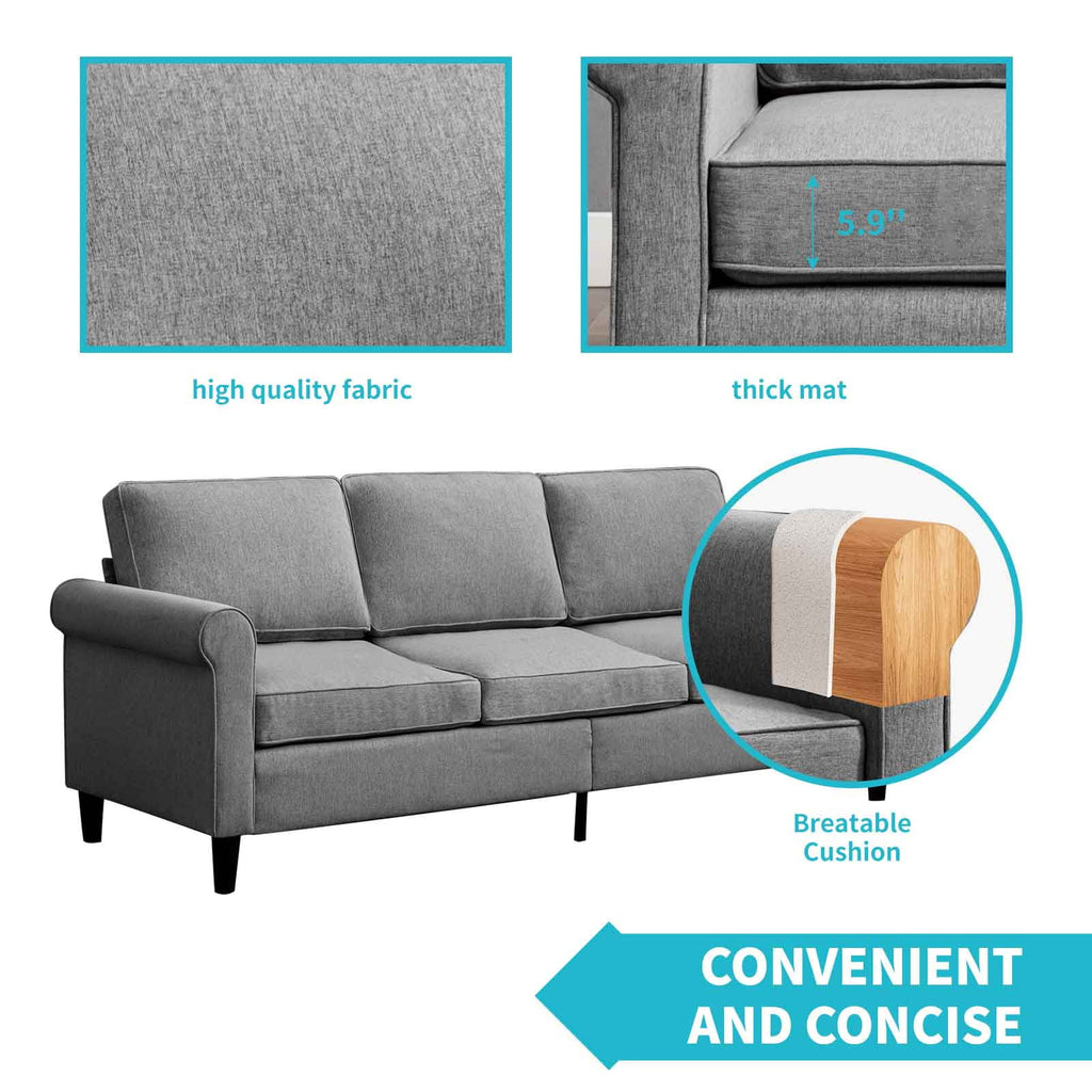 Dark Grey 2 Pieces Modular Sleeper Loveseat with 3-Seat Sofa and Single Sofa C72226