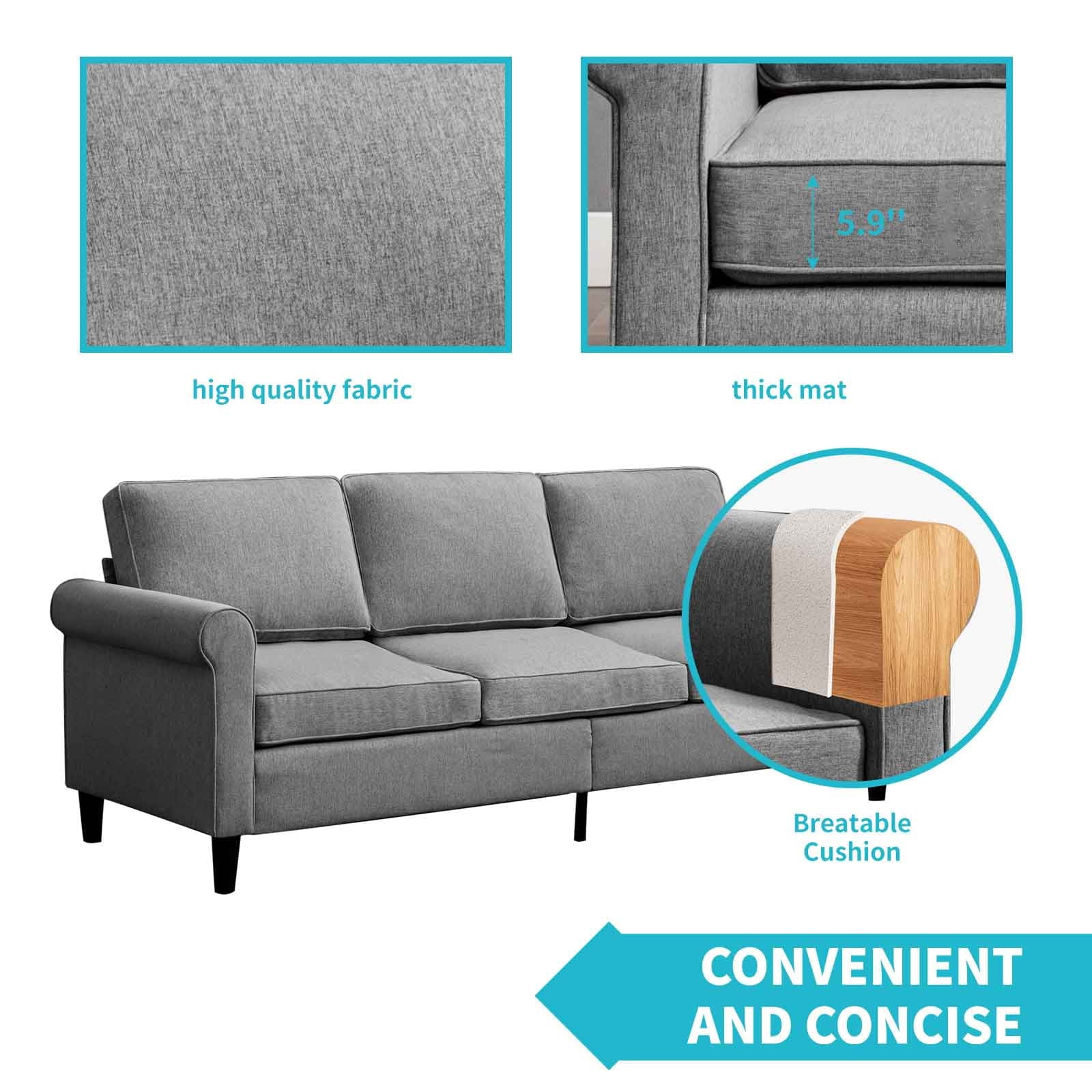 Dark Grey 2 Pieces Modular Sleeper Loveseat with 3-Seat Sofa and Single Sofa C72226