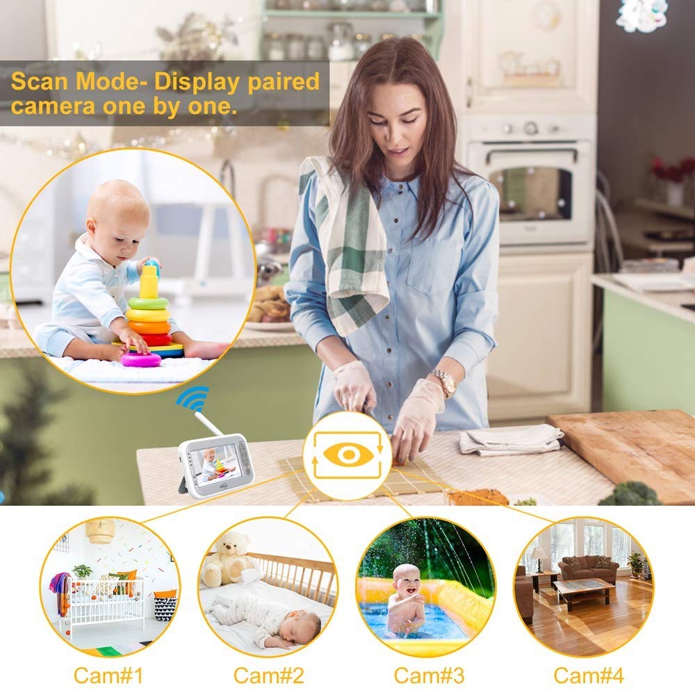 Video Baby Monitor with Two Cameras and 4.3" LCD P6130
