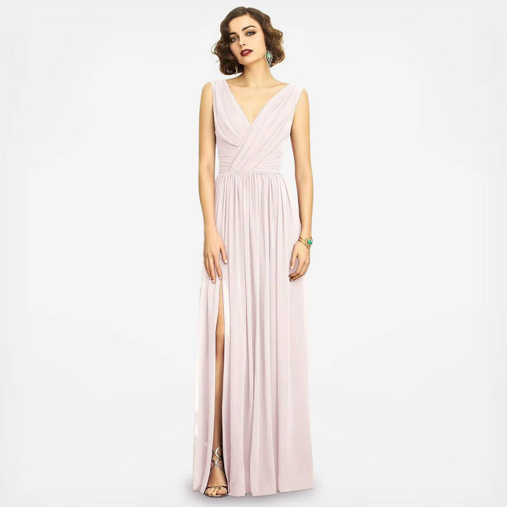 Blush Pink Shirred Chiffon Gown S238