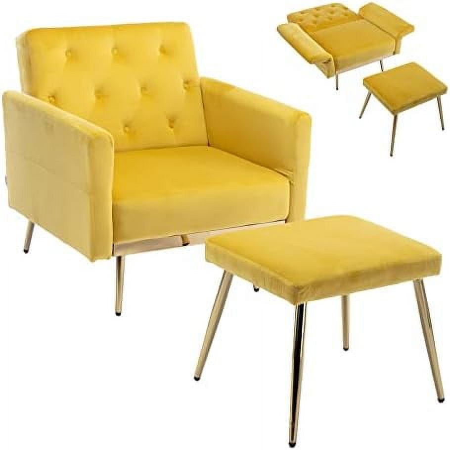 Olive Green Velvet Single Sofa Chair with Ottoman S752