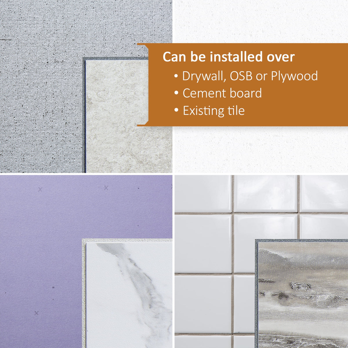 Vinyl Wall Tile in Carrara Marble C232