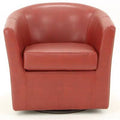 Red Faux Leather Swivel Barrel Chair B25311