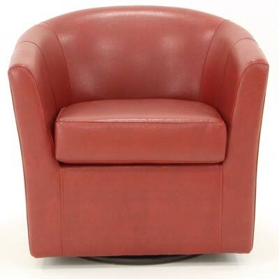 Red Faux Leather Swivel Barrel Chair B25311