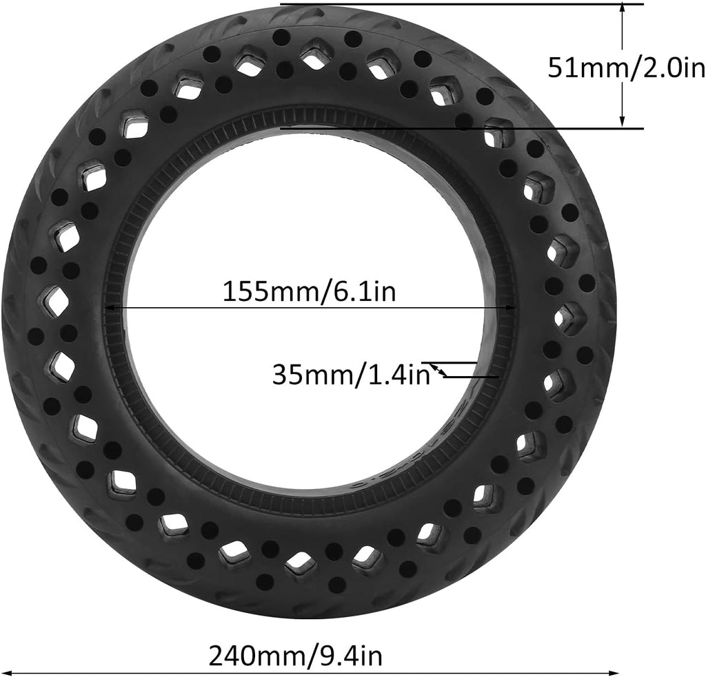 10x2.0in Solid Rubber Electric Scooter Tire Pack of 2 A865