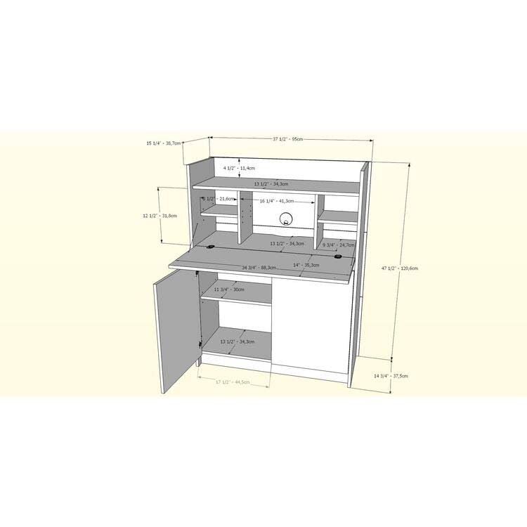 2 Piece Home Office Set Bark Grey White Q63225