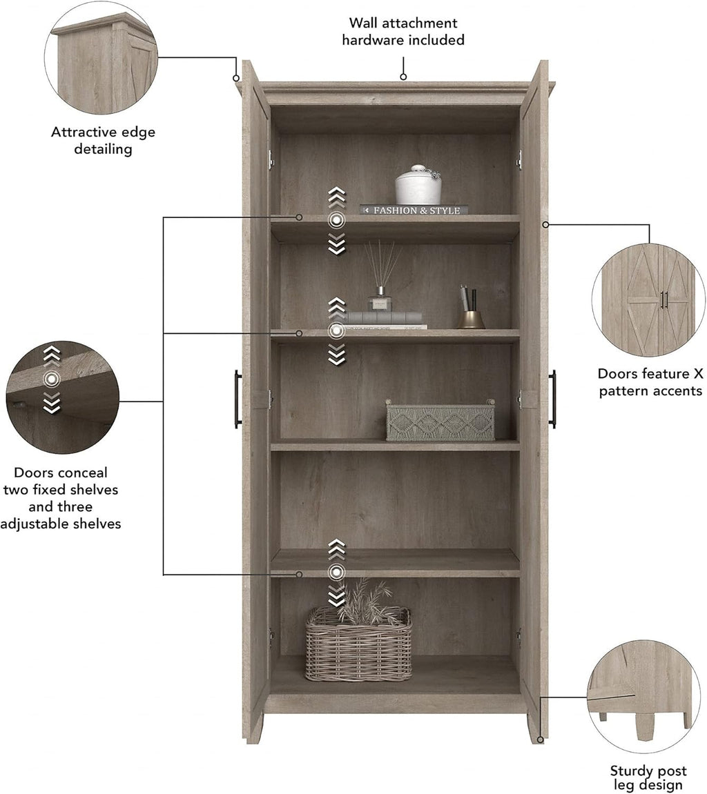 Washed Gray Kitchen Pantry Cabinet X91722