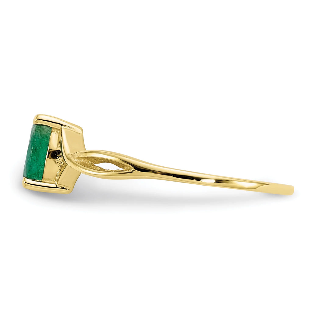 10 Karat Yellow Gold Genuine Emerald Ring Q88513