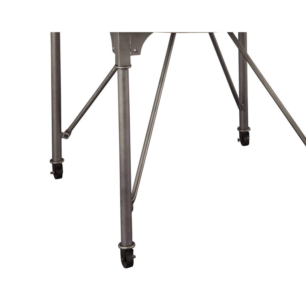 Metal Dining Table with Circular Wooden Top and Caster Wheels Gray M14500