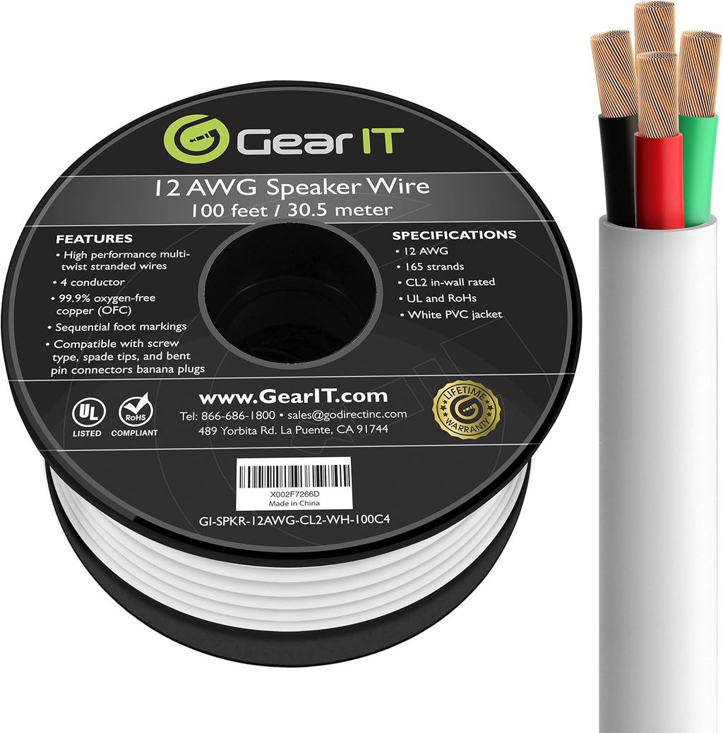 14/4 250ft CL2 Rated OFC Oxygen-Free Copper Speaker Wire J795534