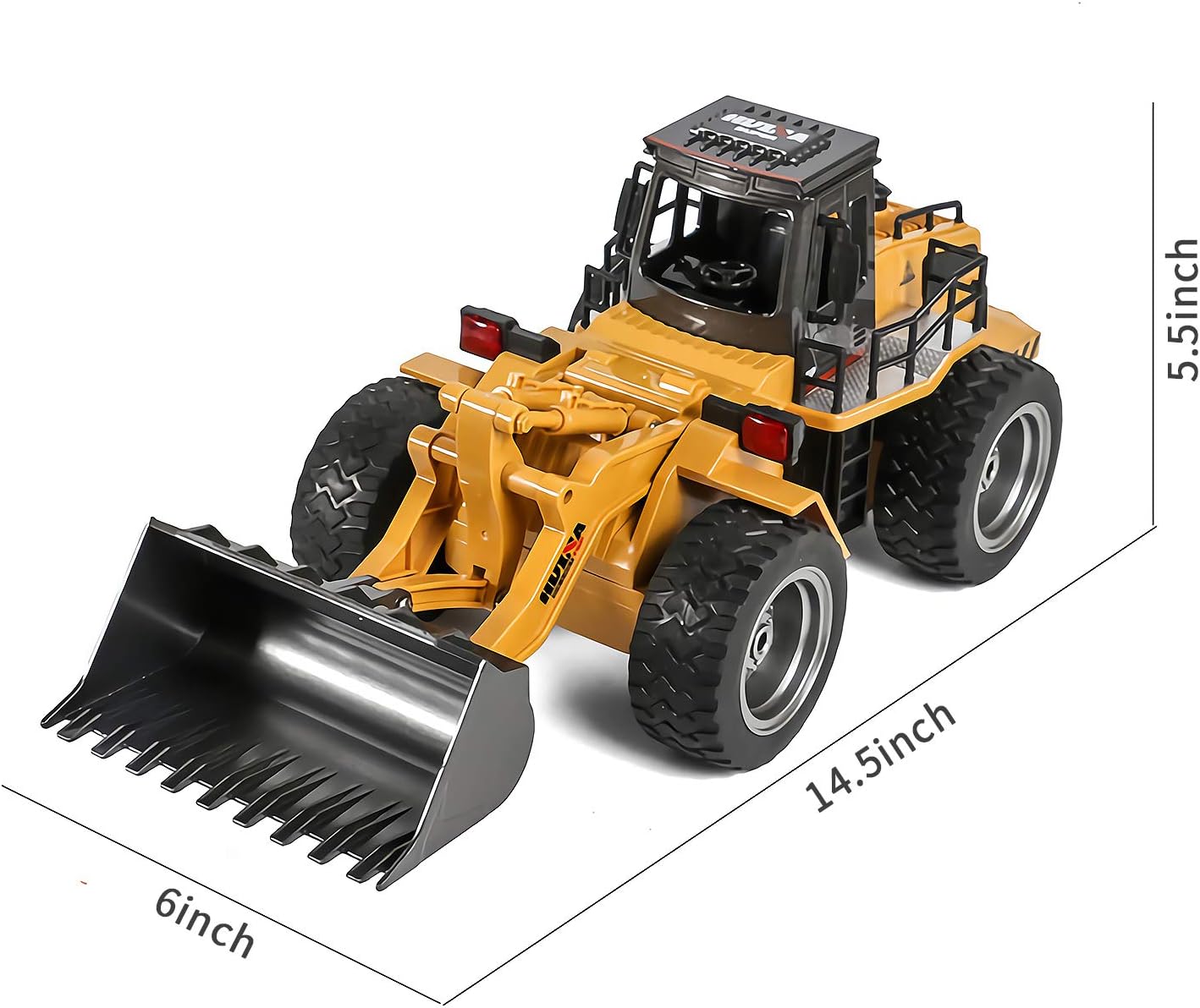 Remote Control Bulldozer Toy Truck 1/18 Scale RC Construction Vehicles Metal Front Loader 4WD Truck with Two Rechargeable Batteries W19275