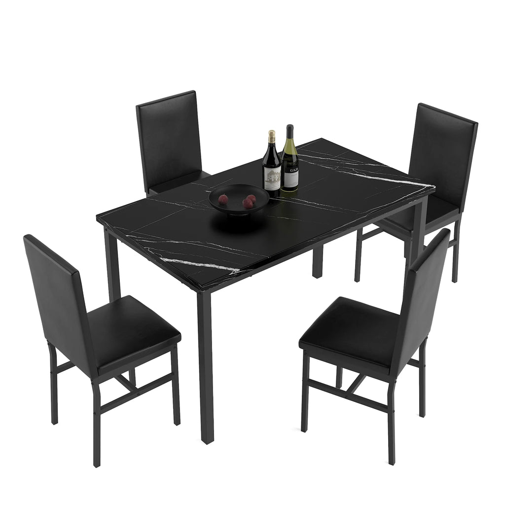 5 Piece Black Dining Table and Chairs Set R746432