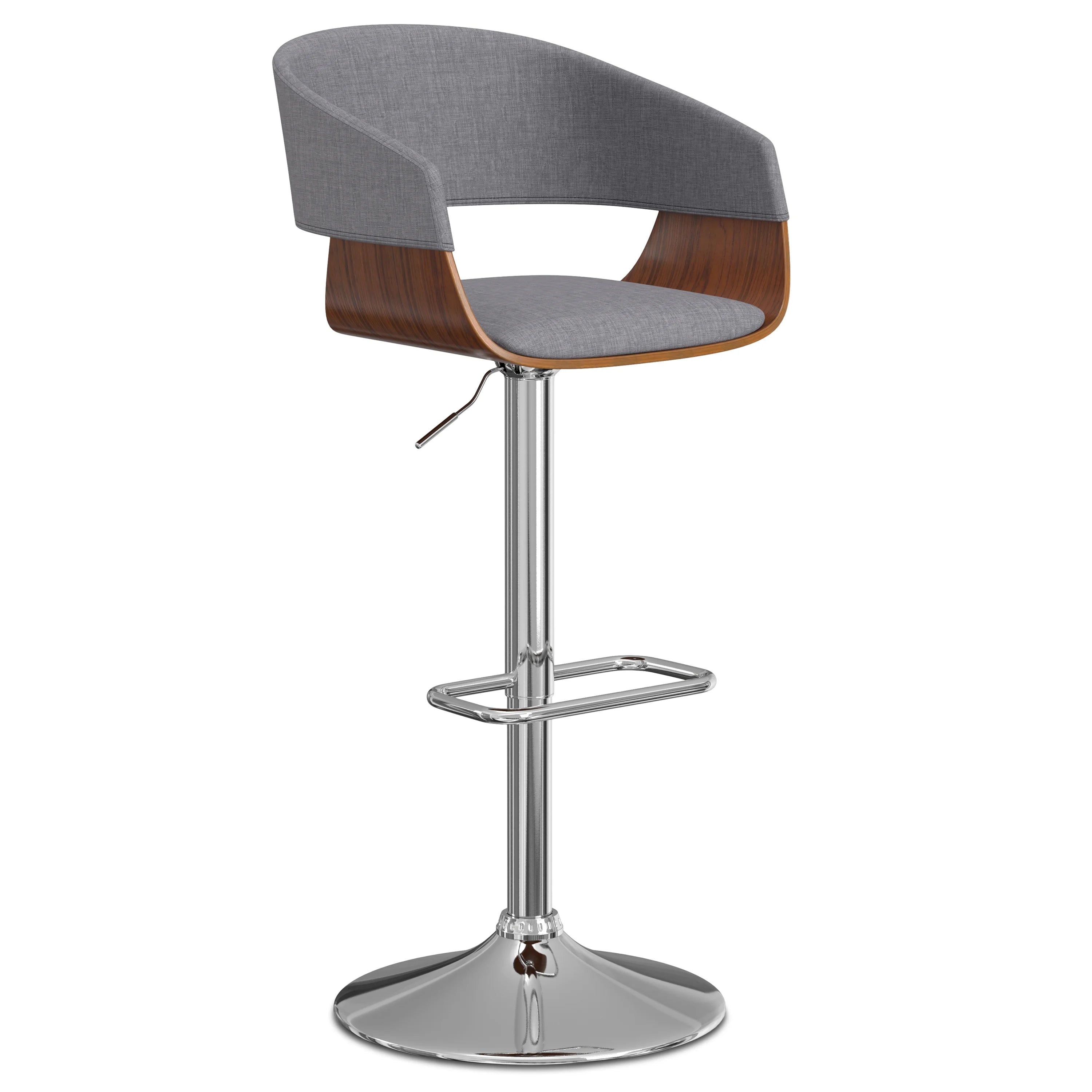 Light Grey Linen Look Adjustable Swivel Bar Stool I4146